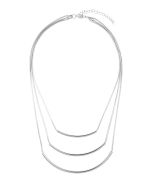 Silvertone Curve-Bar Bib Necklace