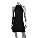 Black Embellished Neck Halter Dress 