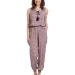 Rose & Blue Geometric Tassel Pocket Jumpsuit