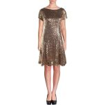 Metallic Copper Sequin Cocktail Dress 