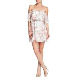 White Floral Print Off Shoulder Dress