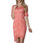 Coral Lace Sheath Dress