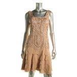 Beige Laser Strips Dress