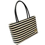 Black & White Striped Tote Handbag