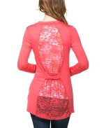 Coral Lace-Back Open Cardigan