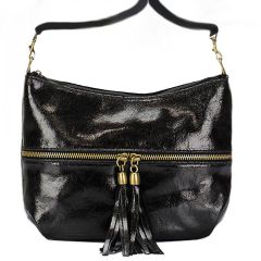 Black Venice Leather Shoulder Bag