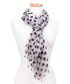 White & Black Polka Dot Scarf