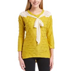 Yellow & White Lace-Back Sailor Top