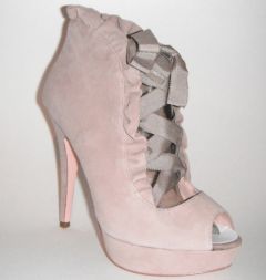 Taupe Suede Peep Toe Platform