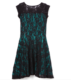 Black & Jade Lace Cap Sleeve Dress