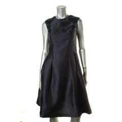 Navy Sequin Pleated Dress