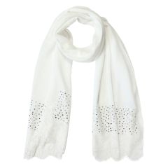 White Lace-Accent Scarf