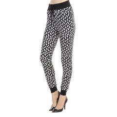Black & White Dots Contrast Drawstring Joggers