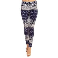 Blue & White Elephant Geo Leggings