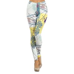 White & Blue Pastel Braided Tassel Leggings
