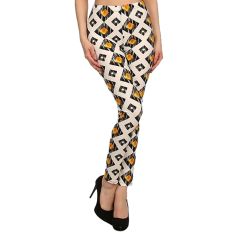 White & Orange Diamond Geo Leggings