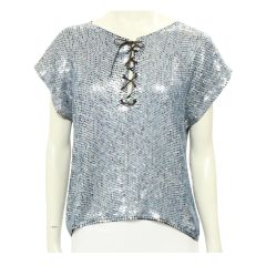 Light Blue Lace Up Blouse