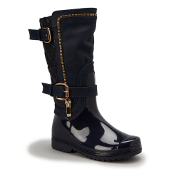 Navy & Gold Quilted Rain Boot