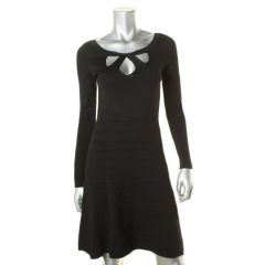 Black Pintuck Cutout Sweaterdress