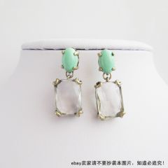 Inlaid stone Green earrings