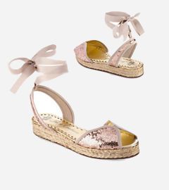 Rose Sequin Platform Espadrille Sandals