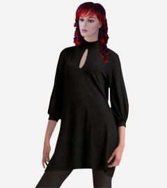 Keyhole Trapeze Dress in Black