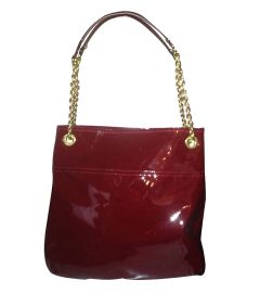 Crimson Red patent Leather Slim Tote Bag