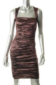 Brown Ruched Cocktail Dress