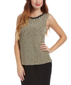 Olive & Black Bouclé Sleeveless Top
