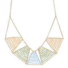 Pink Crystal & Goldtone Triangle Statement Necklace