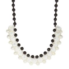 White Crystal & Faux Pearl Statement Necklace