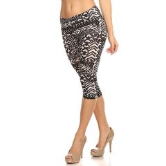 Black & White Zigzag Capri Leggings