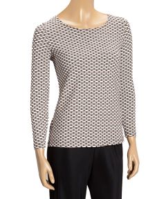 White & Brown Honeycomb Boatneck Top