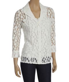 White Circle Button-Up Jacket & Tank Set