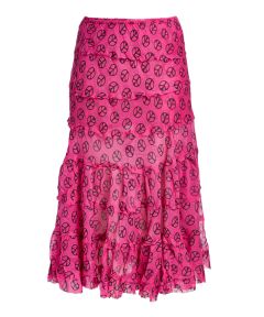 Magenta Peace Sign Maxi Skirt