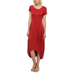 Rust Bubble-Hem Hi-Low Dress 