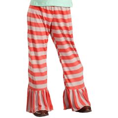 Coral Stripe Ruffle Pants - Infant, Toddler & Girls