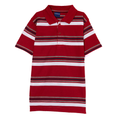 Burgundy & White Stripe Polo