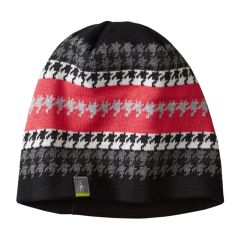 Black Geometric Wool-Blend Ski Jacquard Hat - Adult