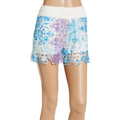 White & Blue Crochet Shorts 