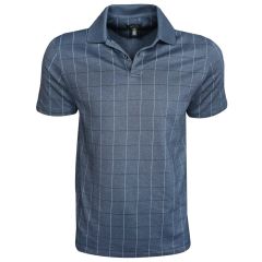 Men’s Blue Printed Windowpane Polo Shirt