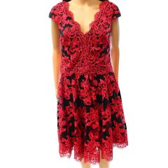 Red & Black Floral Lace Dress