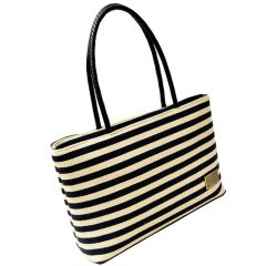 Black & White Striped Tote Handbag