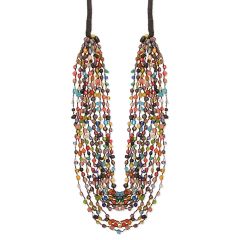 Black & Red Graduating Glass Bead Layered Necklace
