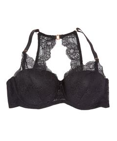 Black Lace T-Back Push-Up Bra