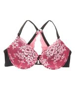 Black & Pink Lace Push-Up Racerback Bra