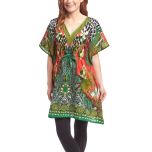 Green Animal Silk Caftan