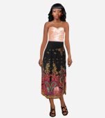 Black Floral A-line Skirt