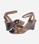 Bronze Leather Wedge Sandal