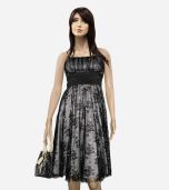 Black Lace Overlay Cocktail Dress